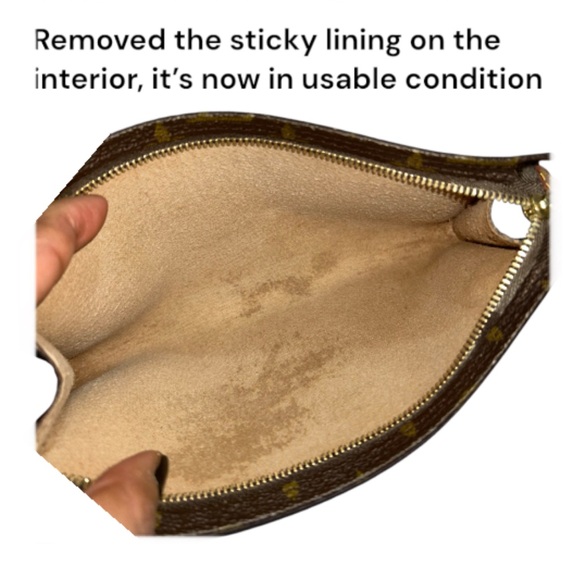 Vintage LOUIS VUITTON Monogram Women’s Bucket Pouch GM Brown, Beige Authentic - Picture 13 of 17